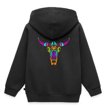 Stylized Cow Longhorn Skull Painting Day Of The - Kinder Premium Organic Hoodie - Schwarz - Hinten - AI Model Kid Male (0cm)