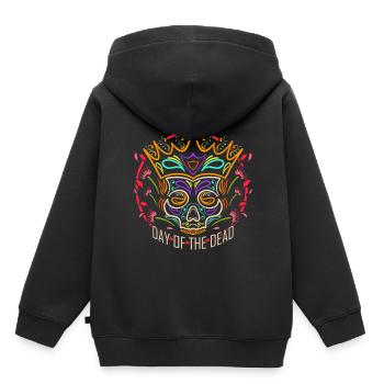 Dead King Sugar Skull Dahlia Flower Painting Day - Kinder Premium Organic Hoodie - Schwarz - Hinten - AI Model Kid Male (0cm)