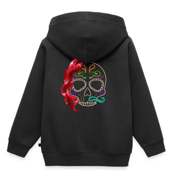 Female Hair And Male Moustache Sugar Skull Day Of - Kinder Premium Organic Hoodie - Schwarz - Hinten - AI Model Kid Male (0cm)