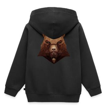 Geometrischer Bärenkopf Polygon niedriger Polybär - Kinder Premium Organic Hoodie - Schwarz - Hinten - AI Model Kid Male (0cm)