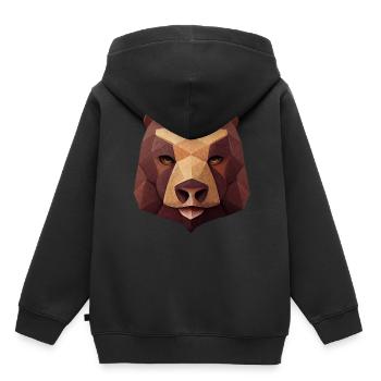 Geometrischer Bärenkopf Polygon niedriger Polybär - Kinder Premium Organic Hoodie - Schwarz - Hinten - AI Model Kid Male (0cm)