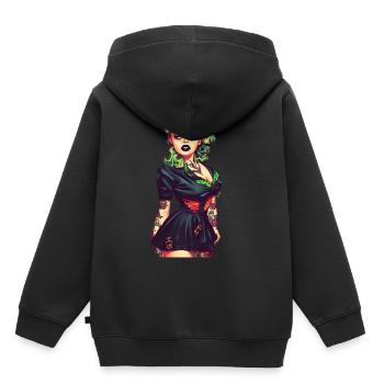 Horror Rockabilly Pin up Girl 50er Psychobilly Vam - Kinder Premium Organic Hoodie - Schwarz - Hinten - AI Model Kid Male (0cm)