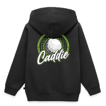 Caddie Golfeur Golfen Profession de golf - Sweat Premium à capuche enfant bio - noir - Dos - AI Model Kid Male (0cm)