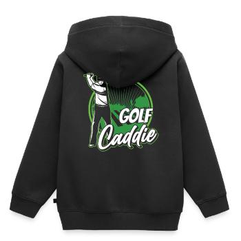 Golf Caddy Profession Golfeur Golf - Sweat Premium à capuche enfant bio - noir - Dos - AI Model Kid Male (0cm)