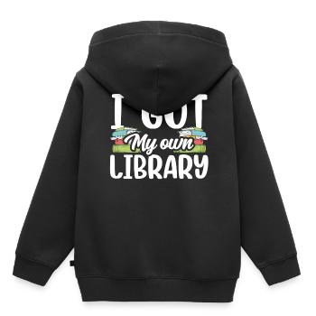 J’ai mon propre bibliothécaire - Sweat Premium à capuche enfant bio - noir - Dos - AI Model Kid Male (0cm)