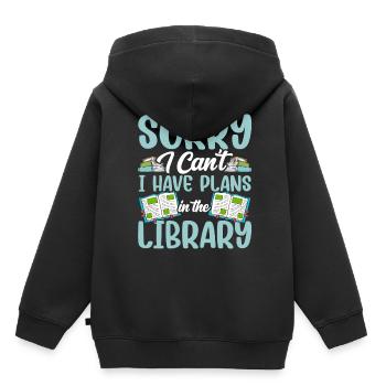 Kann Nicht Ich Habe Pläne In Der Bibliothek Bücher - Kinder Premium Organic Hoodie - Schwarz - Hinten - AI Model Kid Male (0cm)