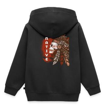 Indianer Indianer Schädel Kopfschmuck - Kinder Premium Organic Hoodie - Schwarz - Hinten - AI Model Kid Male (0cm)