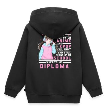 Sehen Sie sich Anime und KPOP die ganze Nacht über - Kinder Premium Organic Hoodie - Schwarz - Hinten - AI Model Kid Male (0cm)