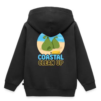 Nettoyage côtier Nettoyage de la plage - Sweat Premium à capuche enfant bio - noir - Dos - AI Model Kid Male (0cm)