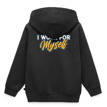 Je travaille pour moi-même entrepreneur fondateur - Sweat Premium à capuche enfant bio - noir - Dos - AI Model Kid Male (0cm)