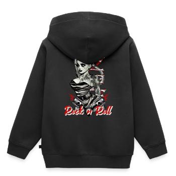 Rock n Roll Gothic Tattoo Pin Up Girl Rockabilly P - Kinder Premium Organic Hoodie - Schwarz - Hinten - AI Model Kid Male (0cm)