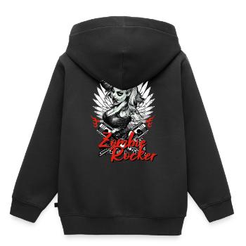 Zombie Rocker Horror Greaser Rock and Roll Girl Bi - Kinder Premium Organic Hoodie - Schwarz - Hinten - AI Model Kid Male (0cm)