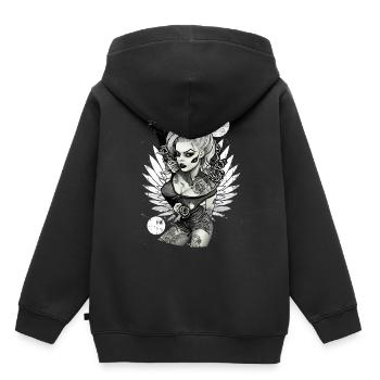 Pin auf Zombie -Mädchen dunkle Rockabilly 50er äst - Kinder Premium Organic Hoodie - Schwarz - Hinten - AI Model Kid Male (0cm)