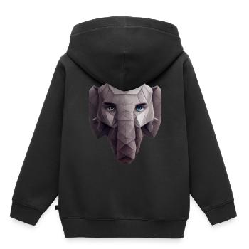 Netter Elefantenkopf Polygon niedriger Poly Elefan - Kinder Premium Organic Hoodie - Schwarz - Hinten - AI Model Kid Male (0cm)