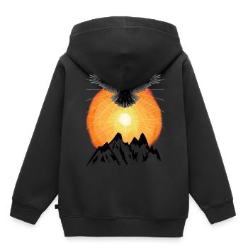Rayons de soleil Raven Mountains Au-delà de la nature Soleil - Sweat Premium à capuche enfant bio - noir - Dos - AI Model Kid Male (0cm)
