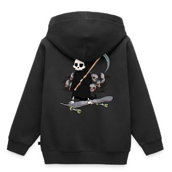 Skateboard Grim Reaper Closing Time End Horror Death - Sweat Premium à capuche enfant bio - noir - Dos - AI Model Kid Male (0cm)