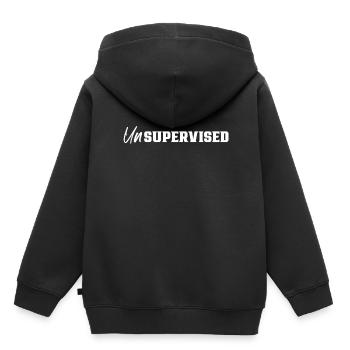 Sans surveillance Sans surveillance Humour non supervisé - Sweat Premium à capuche enfant bio - noir - Dos - AI Model Kid Male (0cm)