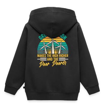 La greenflation rend riches et pauvres plus pauvres - Sweat Premium à capuche enfant bio - noir - Dos - AI Model Kid Male (0cm)