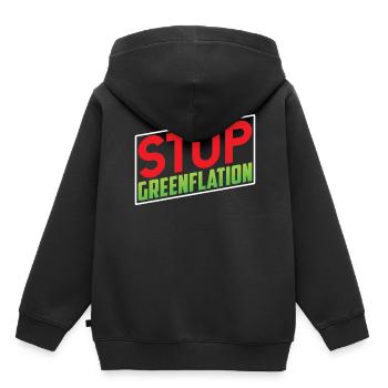 Greenflation Stoppen Grün Energie Inflation - Kinder Premium Organic Hoodie - Schwarz - Hinten - AI Model Kid Male (0cm)