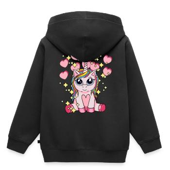 Licorne Hearty Mythical Animal Enfants Stardust - Sweat Premium à capuche enfant bio - noir - Dos - AI Model Kid Male (0cm)