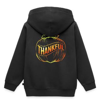 Citrouille avec ruban de bandage Thanksgiving reconnaissant - Sweat Premium à capuche enfant bio - noir - Dos - AI Model Kid Male (0cm)