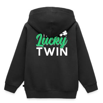 Je suis un heureux jumeau irlandais irlandais - Sweat Premium à capuche enfant bio - noir - Dos - AI Model Kid Male (0cm)