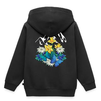 Austria Tyrol Spring Nature Alm Gentian Flowers - Kids Premium Organic Hoodie - black - Back - AI Model Kid Male (0cm)