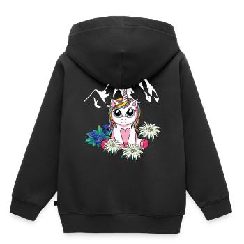 Alps Unicorn Children Tyrol Mountains Peaks Flowers - Kids Premium Organic Hoodie - black - Back - AI Model Kid Male (0cm)