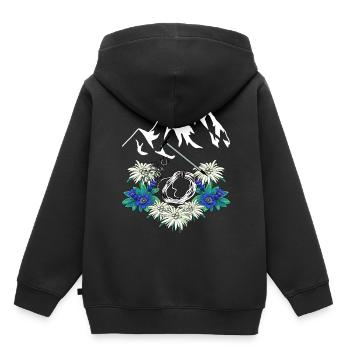 Tyrolean Alps Gentian Edelweiss Mountaineers Climbing - Kids Premium Organic Hoodie - black - Back - AI Model Kid Male (0cm)