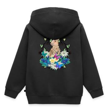 Frühlingsanfang Hase Osterhase frohe Ostern Natur - Kinder Premium Organic Hoodie - Schwarz - Hinten - AI Model Kid Male (0cm)