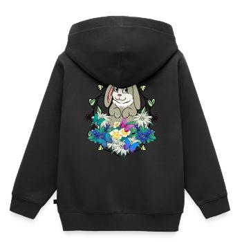 Début du printemps Lapin de Pâques Joyeuses Pâques Nature - Sweat Premium à capuche enfant bio - noir - Dos - AI Model Kid Male (0cm)