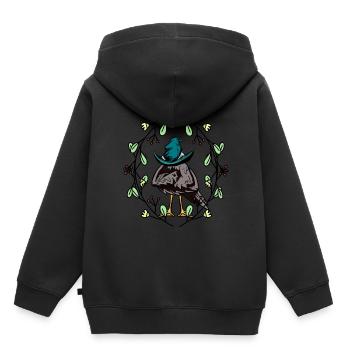 Début du printemps Corbeau Sleepy Hat Spring - Sweat Premium à capuche enfant bio - noir - Dos - AI Model Kid Male (0cm)