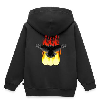 Feu de Corbeau Rituel spirituel occulte Satan Horreur - Sweat Premium à capuche enfant bio - noir - Dos - AI Model Kid Male (0cm)