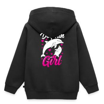 Dauphin Fille Amoureux Dauphins Dauphins Dauphin - Sweat Premium à capuche enfant bio - noir - Dos - AI Model Kid Male (0cm)