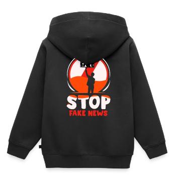 Halte aux fake news Droit de la presse Liberté de la presse - Sweat Premium à capuche enfant bio - noir - Dos - AI Model Kid Male (0cm)