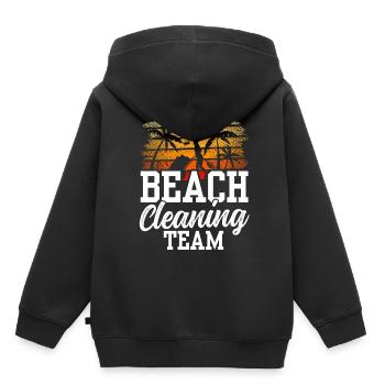 Équipe de nettoyage de plage Nettoyage de plage Plage - Sweat Premium à capuche enfant bio - noir - Dos - AI Model Kid Male (0cm)