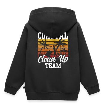 Équipe de nettoyage côtier Nettoyage de la plage - Sweat Premium à capuche enfant bio - noir - Dos - AI Model Kid Male (0cm)