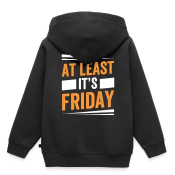 Au moins, c’est finalement sarcastique vendredi - Sweat Premium à capuche enfant bio - noir - Dos - AI Model Kid Male (0cm)