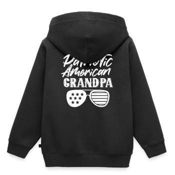 Grand-père patriotique américain Patriot US - Sweat Premium à capuche enfant bio - noir - Dos - AI Model Kid Male (0cm)