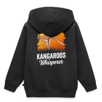 Kangourou Chuchoteur Kangourou Kangourou Animal - Sweat Premium à capuche enfant bio - noir - Dos - AI Model Kid Male (0cm)