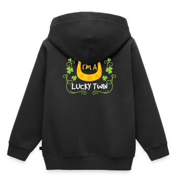 Je suis un heureux jumeau irlandais irlandais - Sweat Premium à capuche enfant bio - noir - Dos - AI Model Kid Male (0cm)