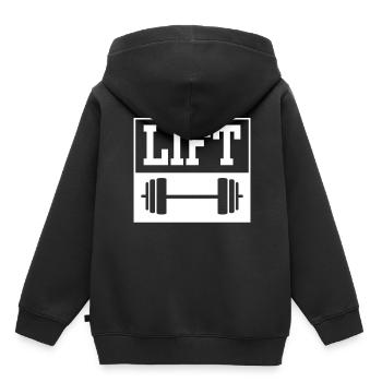 Lift Workout Gym Gewichtheber Gewichtheben - Kinder Premium Organic Hoodie - Schwarz - Hinten - AI Model Kid Male (0cm)