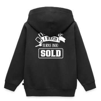 Tout ce que je touche est vendu maisons courtiers - Sweat Premium à capuche enfant bio - noir - Dos - AI Model Kid Male (0cm)