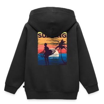 Surf Surf Surfer Planche de surf Surf - Sweat Premium à capuche enfant bio - noir - Dos - AI Model Kid Male (0cm)