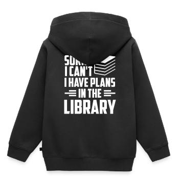 Kann Nicht Ich Habe Pläne In Der Bibliothek Bücher - Kinder Premium Organic Hoodie - Schwarz - Hinten - AI Model Kid Male (0cm)