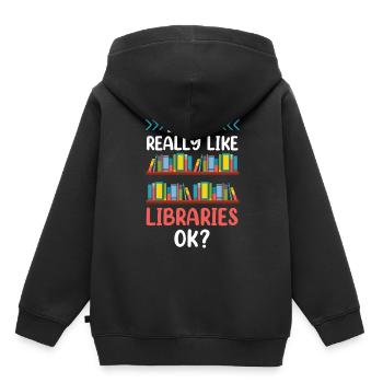 Ich Mag Bibliotheken Einfach Sehr Ok Bibliothek - Kinder Premium Organic Hoodie - Schwarz - Hinten - AI Model Kid Male (0cm)