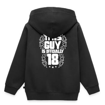 Ce gars a officiellement 18 dix-huit ans - Sweat Premium à capuche enfant bio - noir - Dos - AI Model Kid Male (0cm)