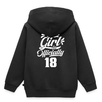 Cette fille a officiellement 18 dix-huit ans fête - Sweat Premium à capuche enfant bio - noir - Dos - AI Model Kid Male (0cm)