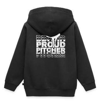 Fier lanceur de baseball Joueur de lanceur amateur - Sweat Premium à capuche enfant bio - noir - Dos - AI Model Kid Male (0cm)