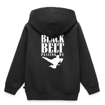 Avertissement : La ceinture noire passe la ceinture noire - Sweat Premium à capuche enfant bio - noir - Dos - AI Model Kid Male (0cm)